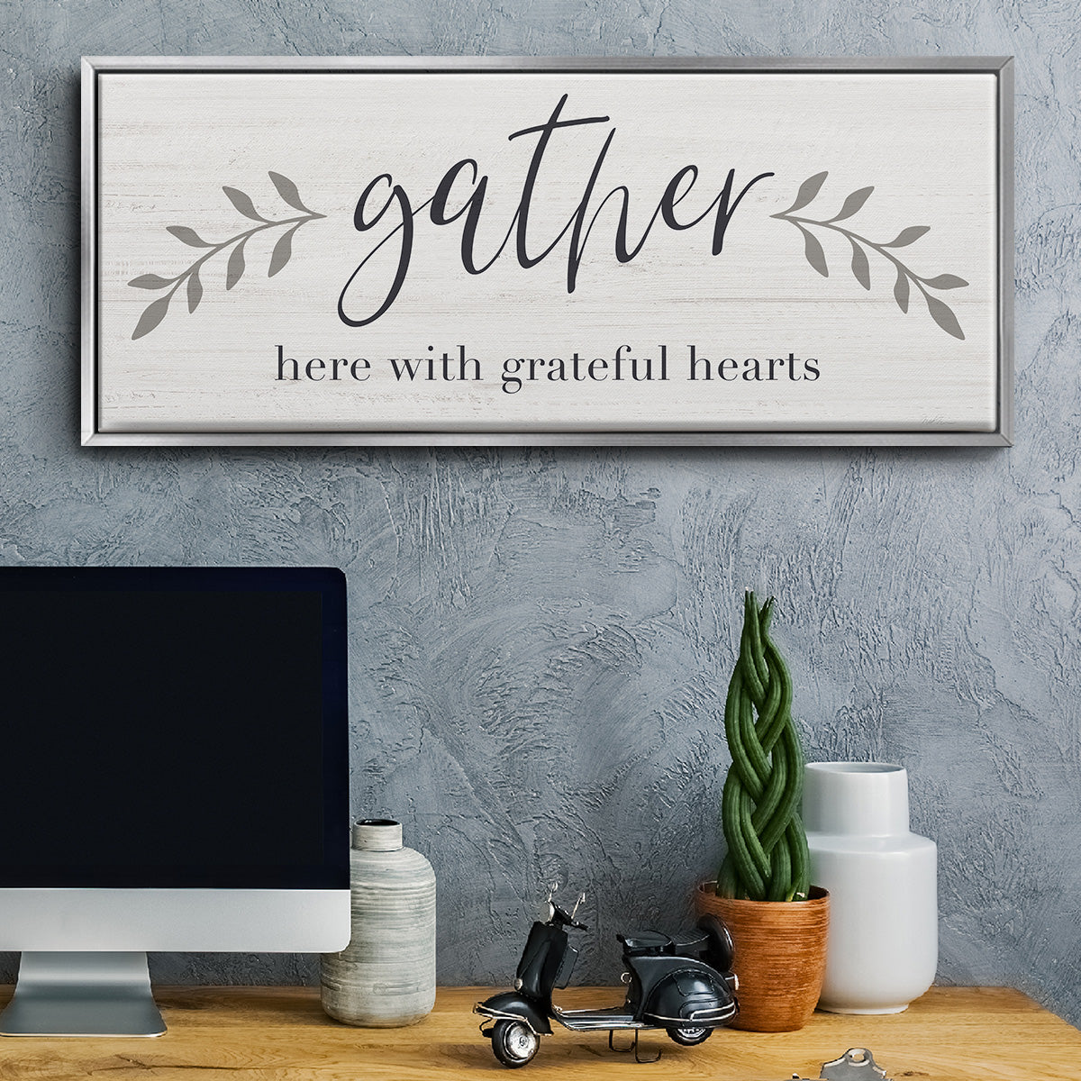 Grateful Hearts Botanical - Floater Framed Canvas Print