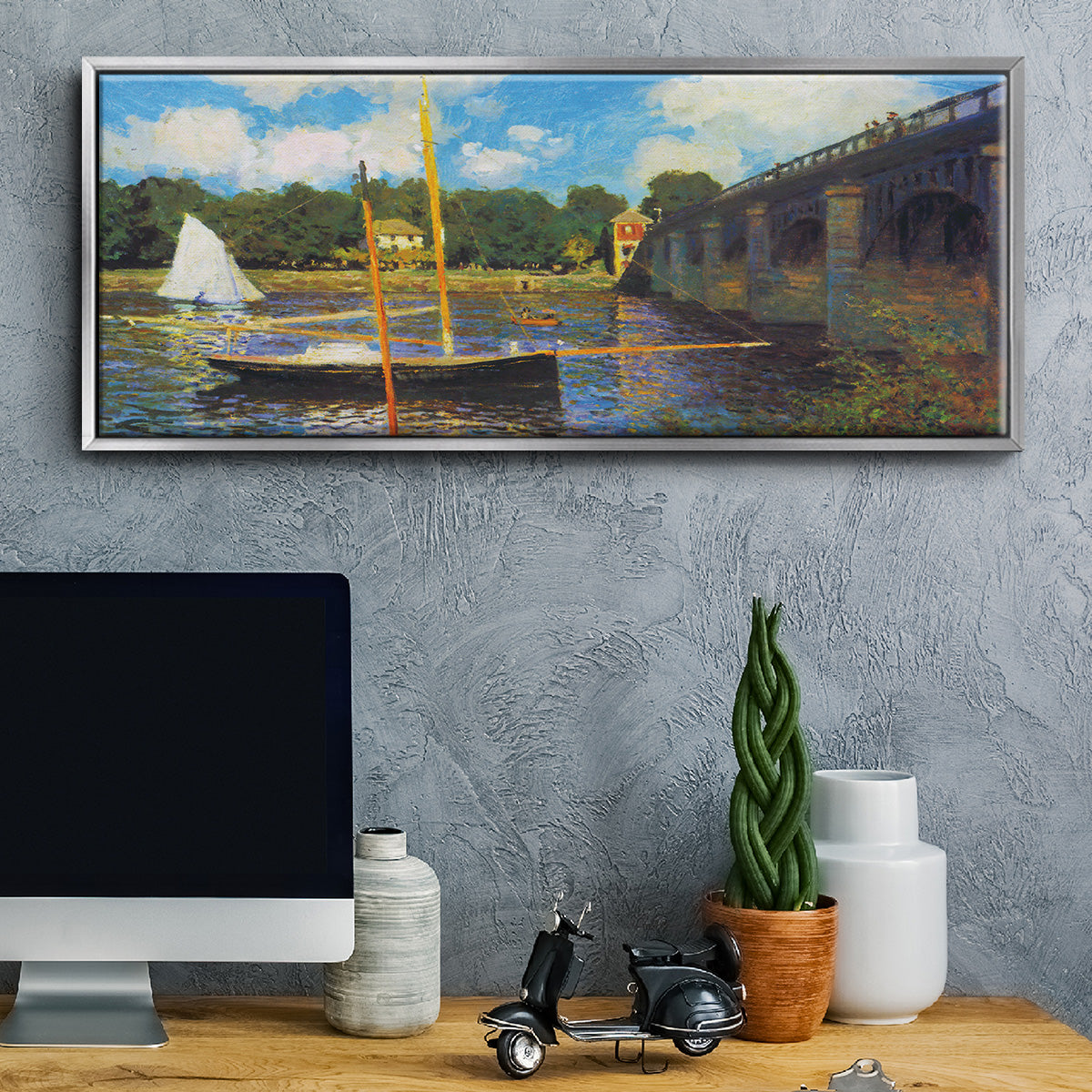 The Road Bridge, Argenteuil - Floater Framed Canvas Print