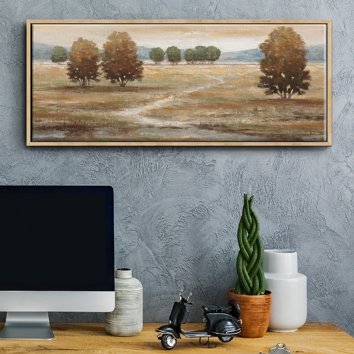 Linen Landscape I - Floater Framed Canvas Print