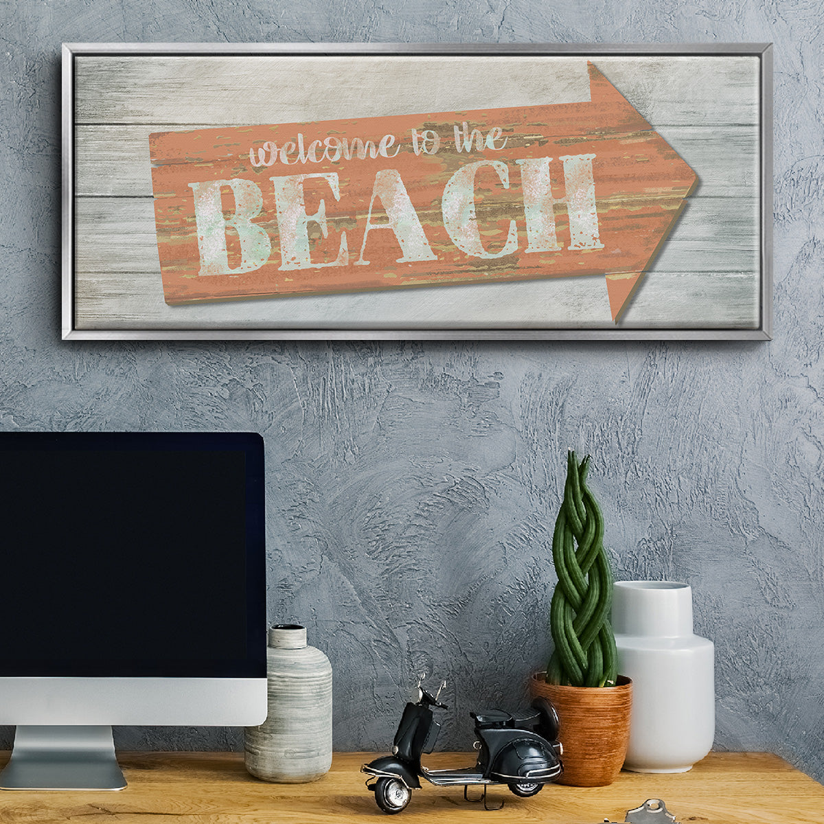 Welcome to the Beach - Floater Framed Canvas Print