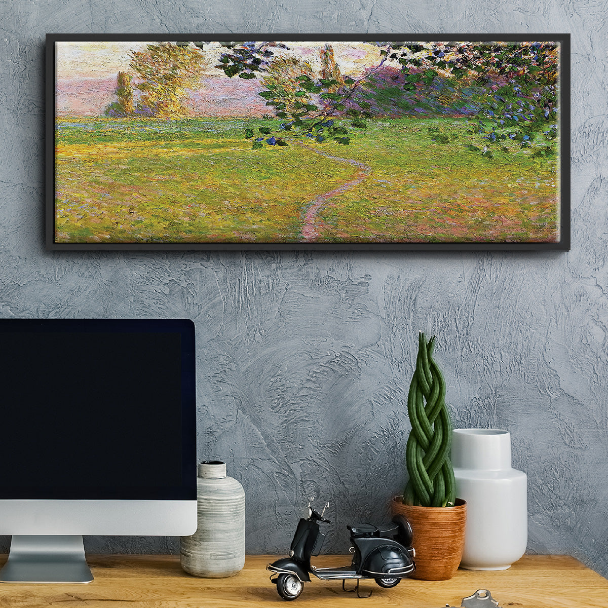 Morning Landscape, Giverny, 1888 - Floater Framed Canvas Print