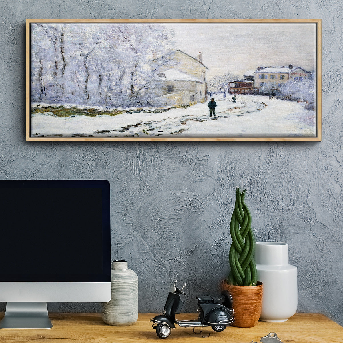 Snow in Argenteuil, 1875 - Floater Framed Canvas Print