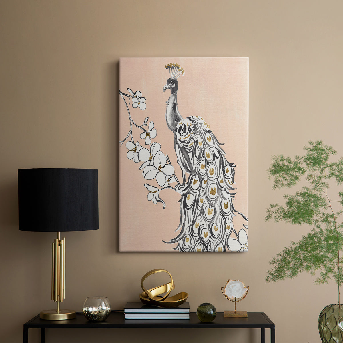 Peacock in Gold II - Canvas Art Print