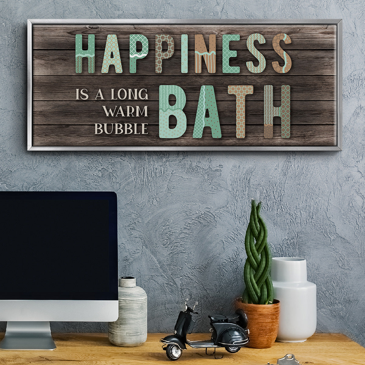 Happiness Bath - Floater Framed Canvas Print