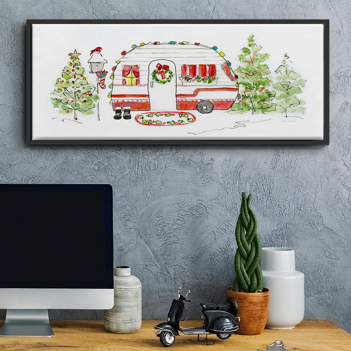 Holiday Camper I - Floater Framed Canvas Print