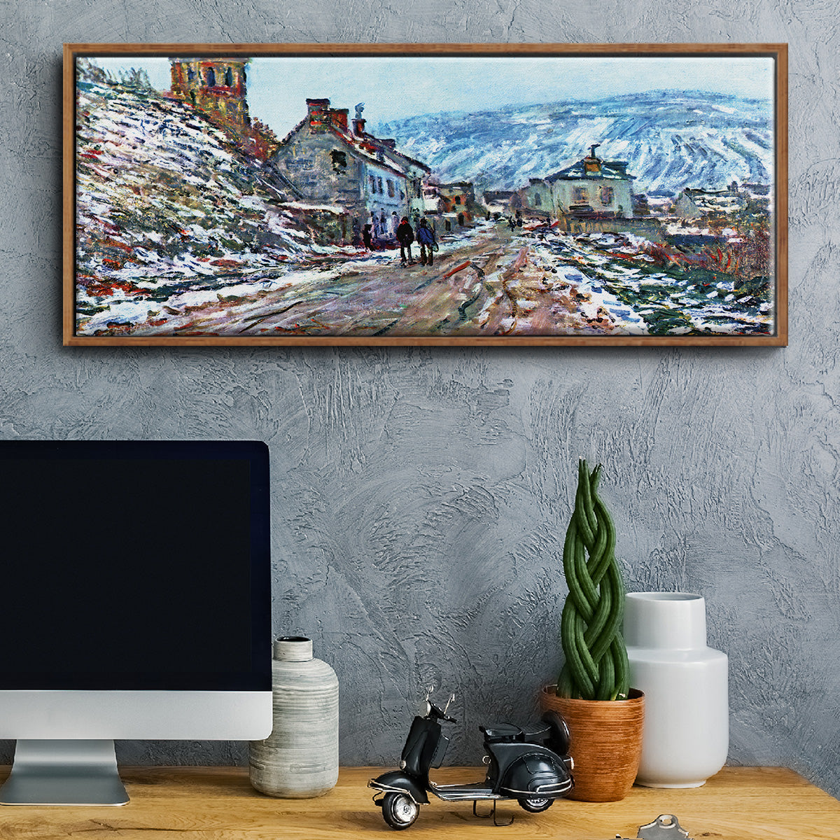 Road to Vétheuil in Winter - Floater Framed Canvas Print