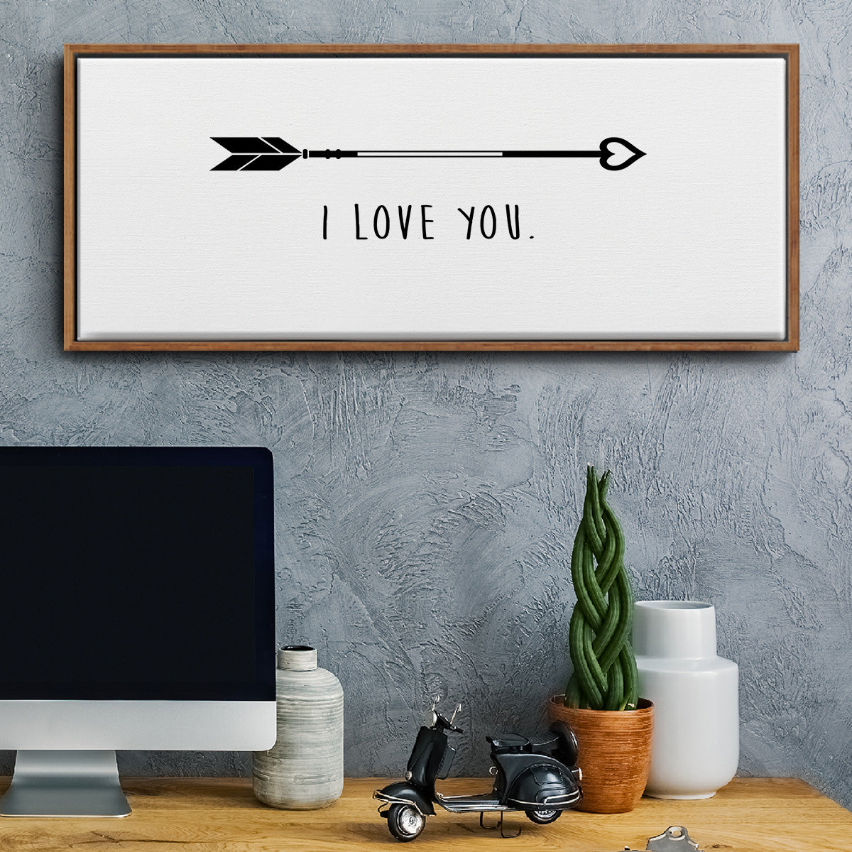 Love Arrow I - Floater Framed Canvas Print