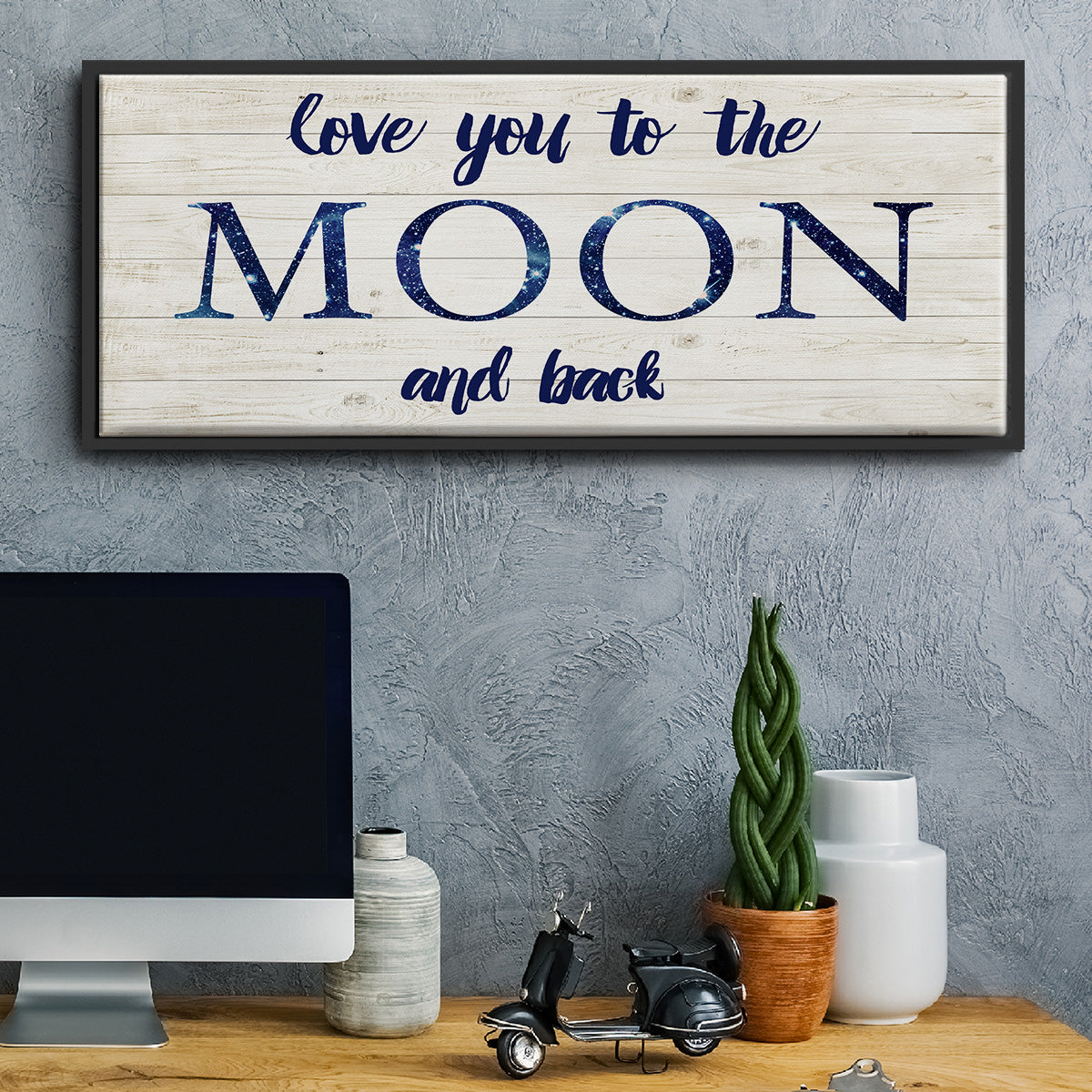 Moon and Back - Floater Framed Canvas Print