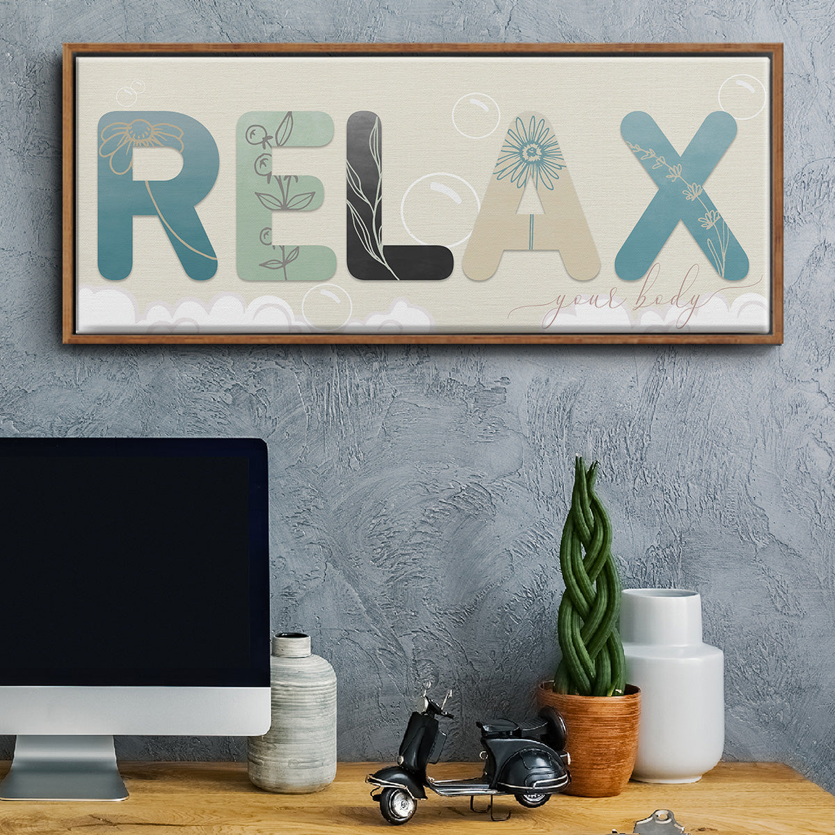 Relax Your Body - Floater Framed Canvas Print