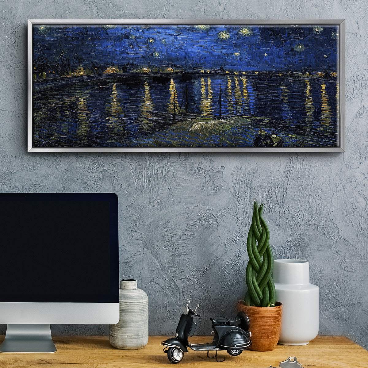 Starry Night Over the Rhone - Floater Framed Canvas Print