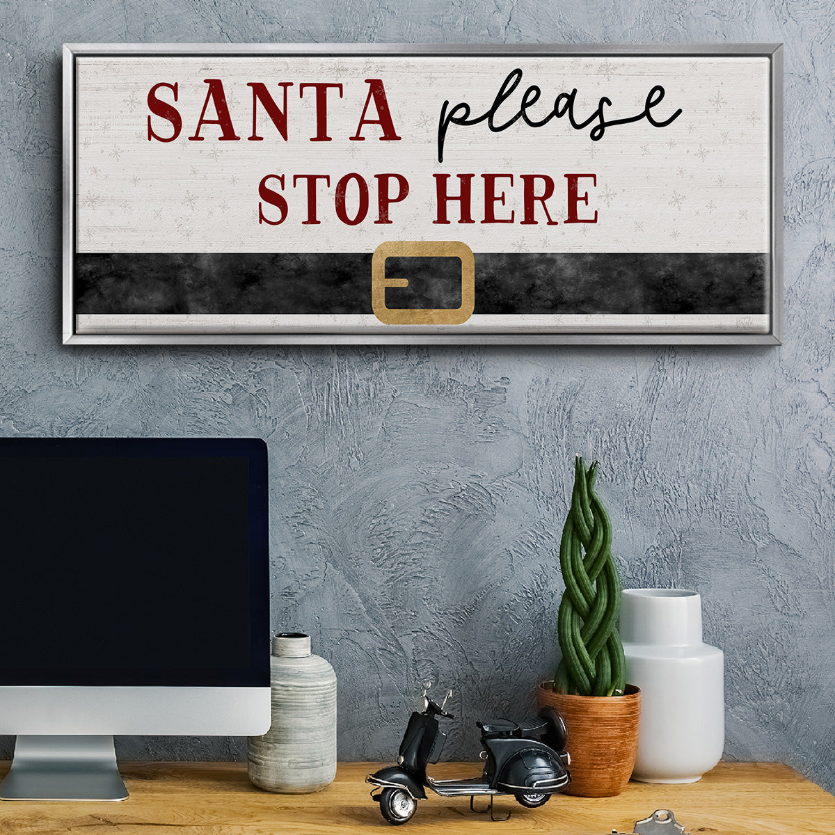 Santa Stop - Floater Framed Canvas Print
