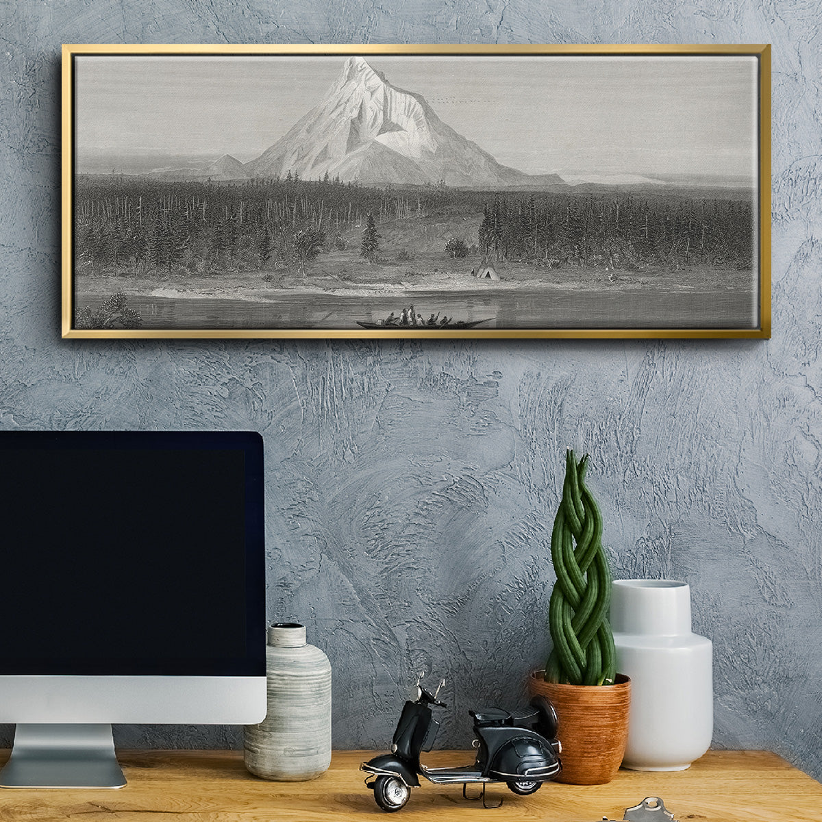 Mount Hood from the Columbia - Floater Framed Canvas Print