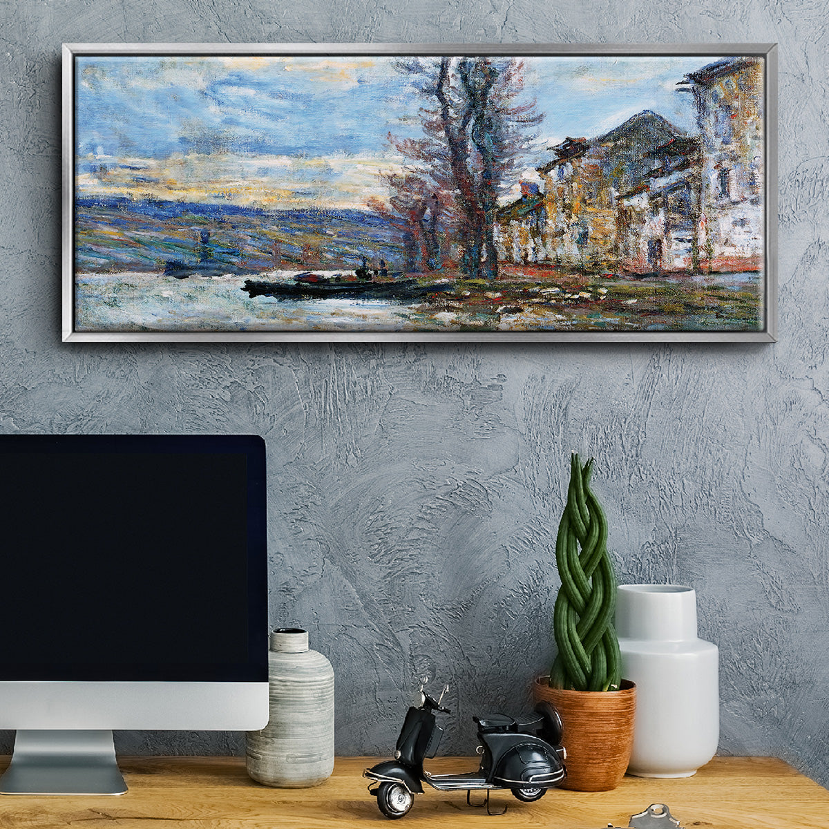 The Seine at Lavacourt, Winter, 1879 - Floater Framed Canvas Print