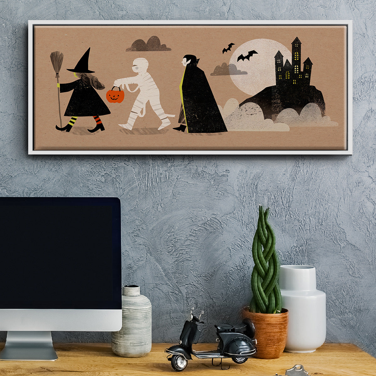 Graphic Halloween Collection D - Floater Framed Canvas Print