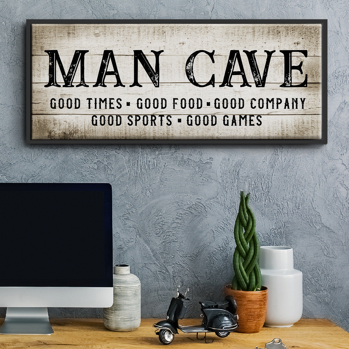 Man Cave Good Times - Floater Framed Canvas Print