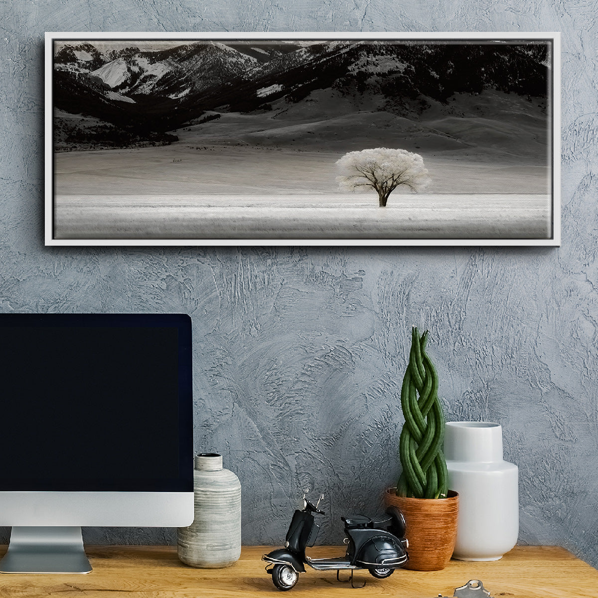 Solitary Tree - Floater Framed Canvas Print