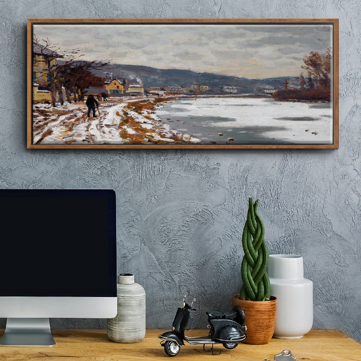 The Seine at Bougival, 1869 - Floater Framed Canvas Print
