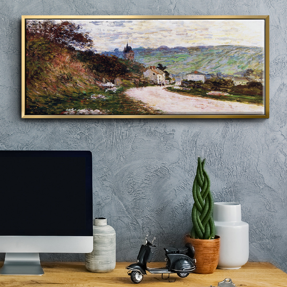 The Road at Vétheuil, 1878 - Floater Framed Canvas Print