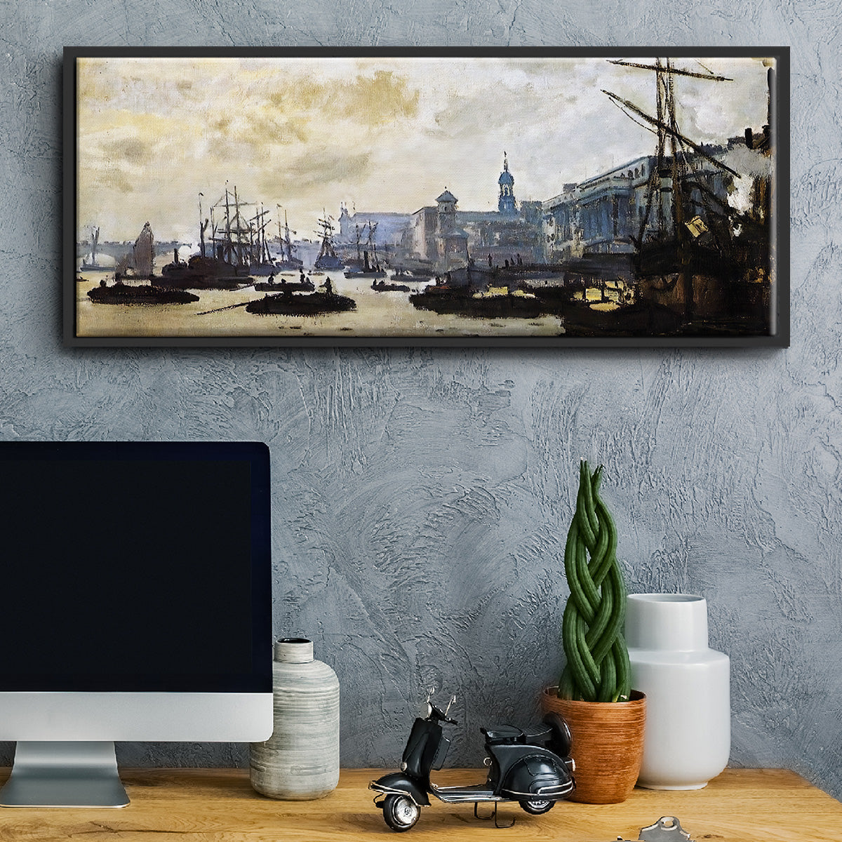 The Port of London, 1871 - Floater Framed Canvas Print