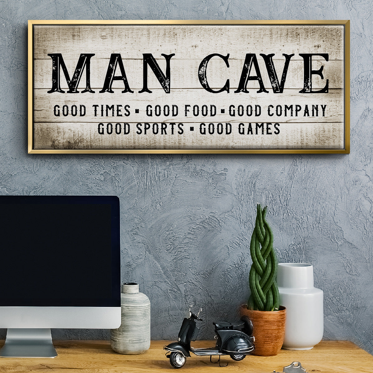 Man Cave Good Times - Floater Framed Canvas Print