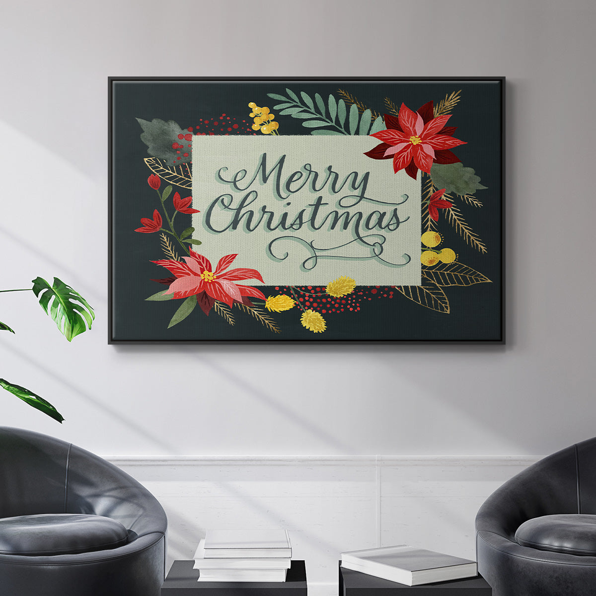 Bright Christmas Night  I - Framed Gallery Wrapped Canvas in Floating Frame