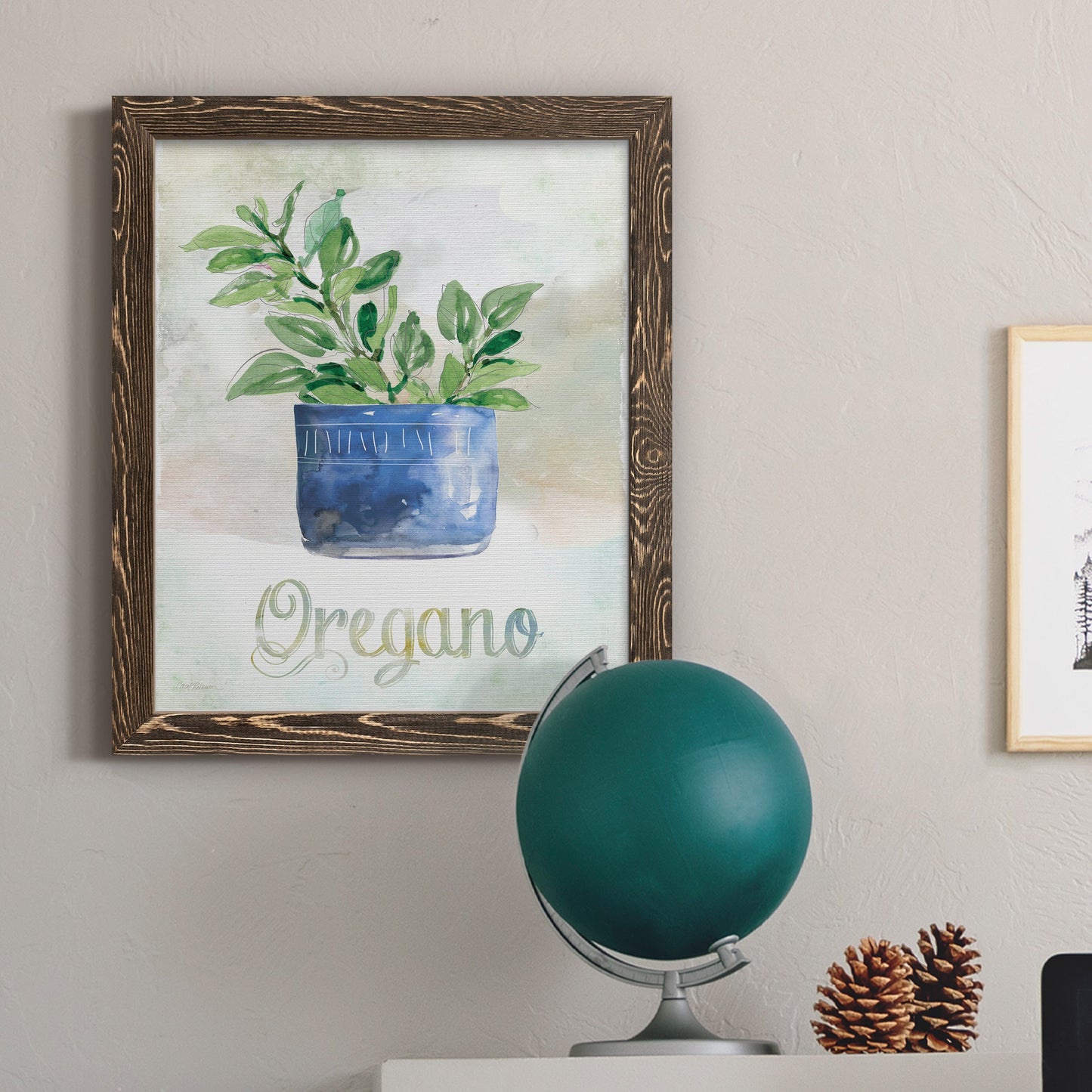 Potted Oregano - Premium Canvas Framed in Barnwood - Ready to Hang