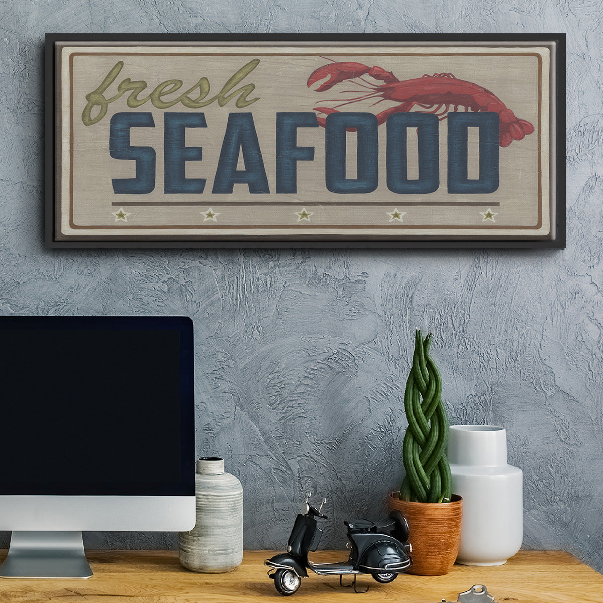 Shoreline Signs I - Floater Framed Canvas Print