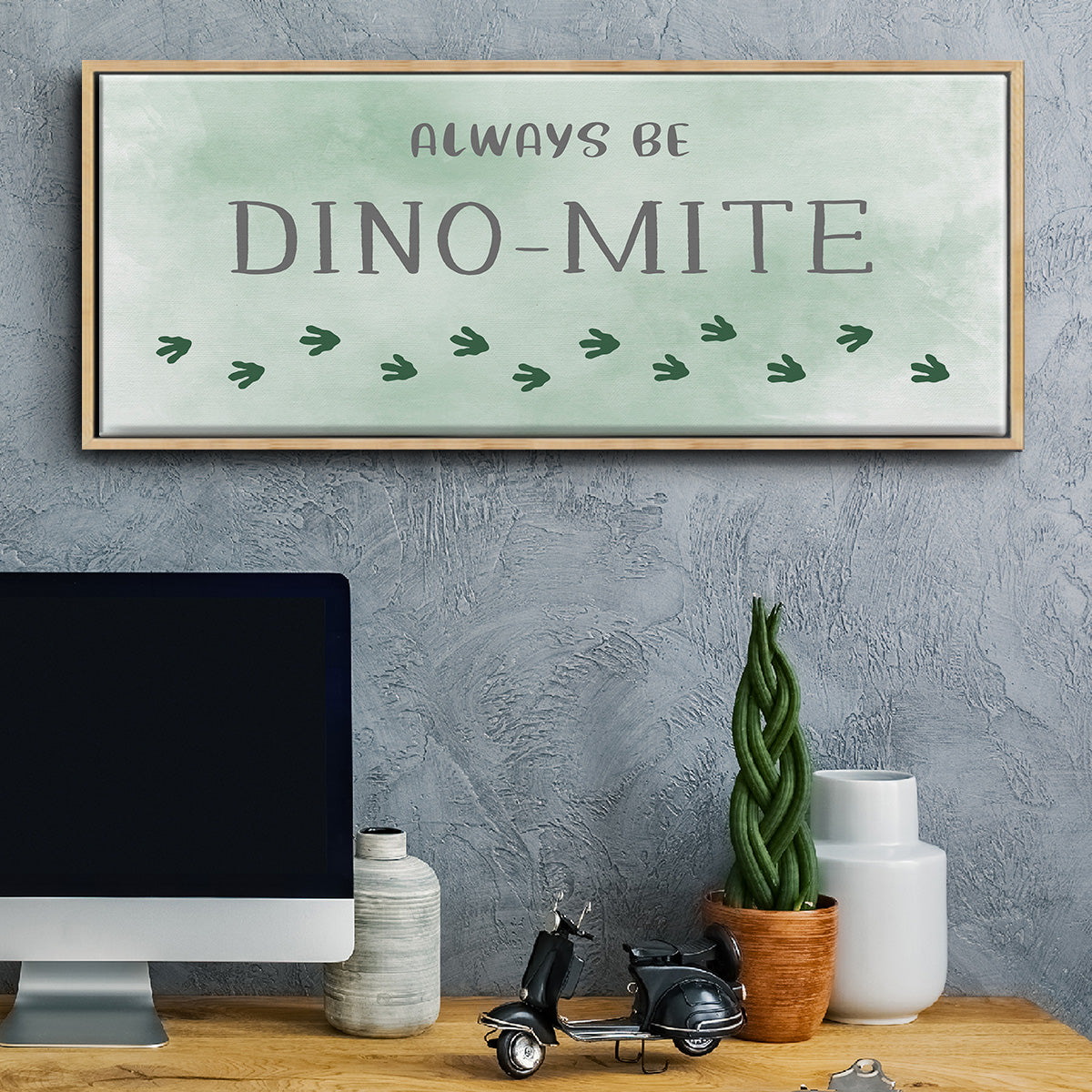 Dinomite - Floater Framed Canvas Print