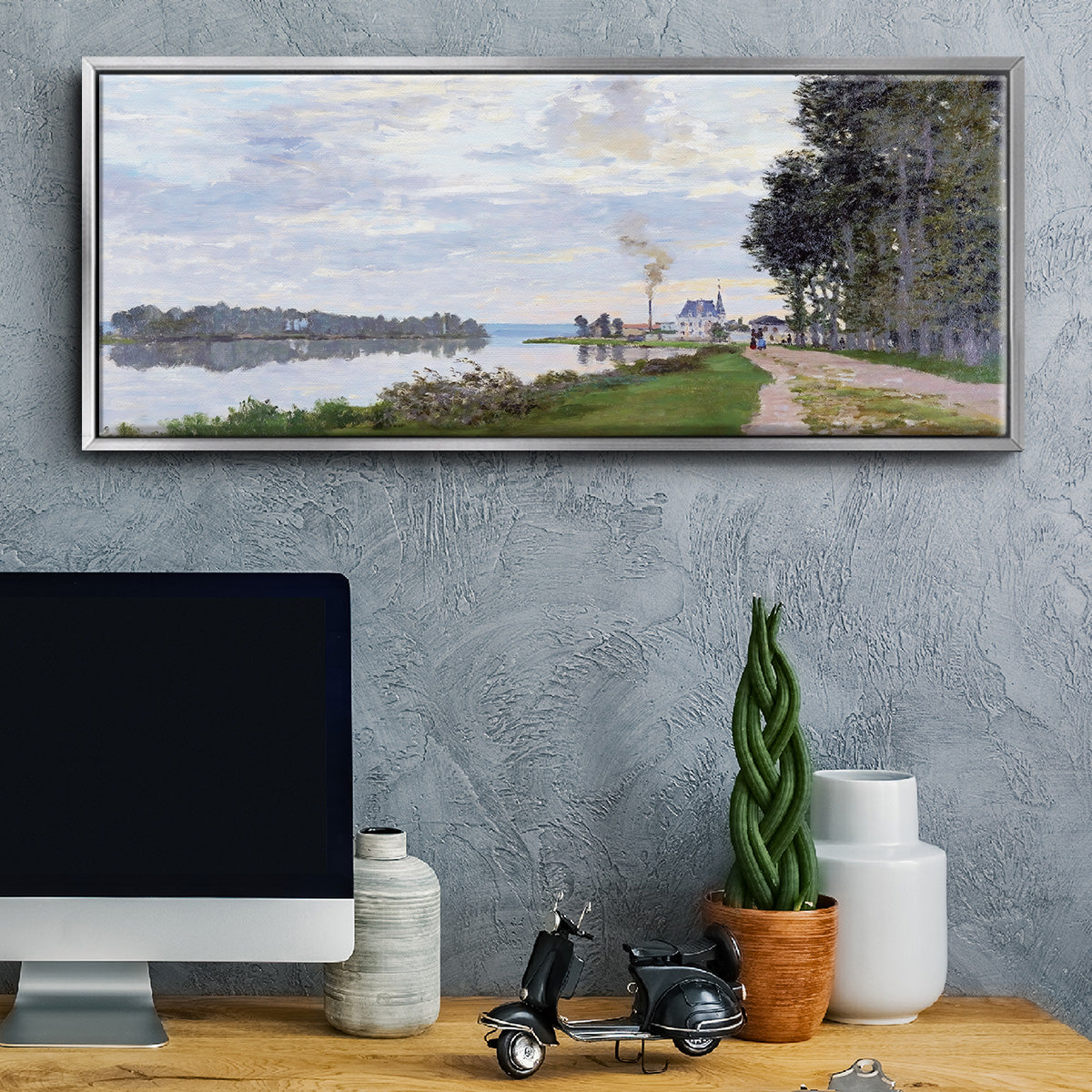 The Promenade at Argenteuil, 1872 - Floater Framed Canvas Print