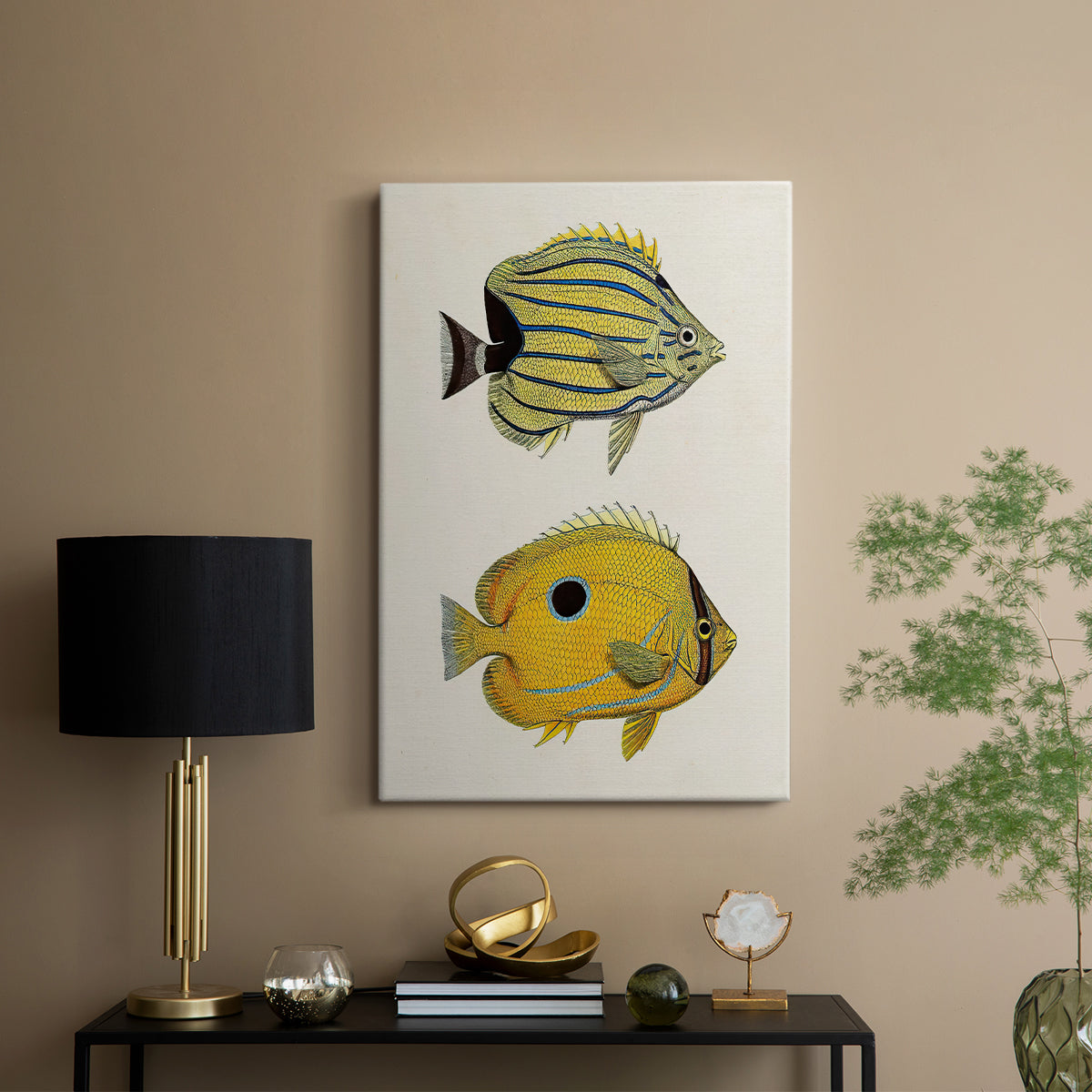 Yellow & Grey Fish III - Canvas Art Print