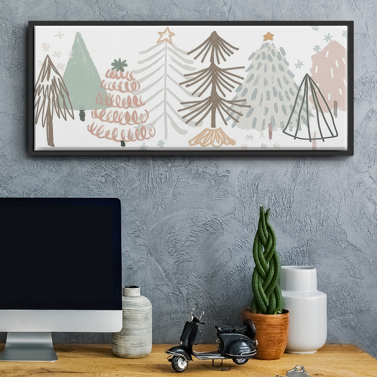 Christmas Tree Sketchbook - Floater Framed Canvas Print