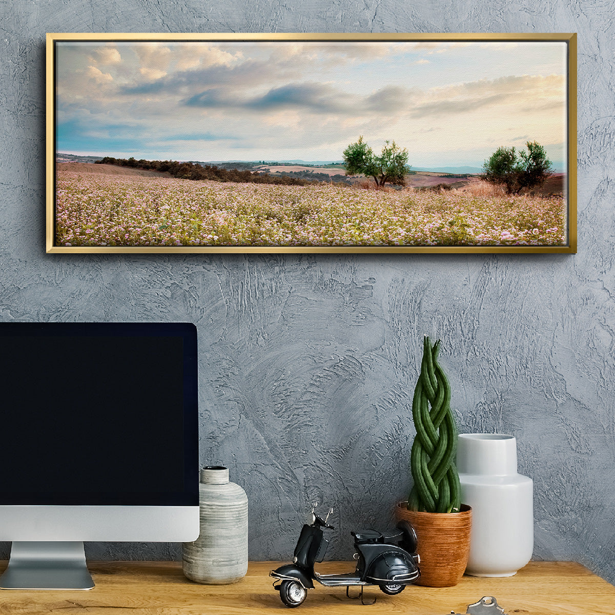 Tuscan Wildflowers - Floater Framed Canvas Print