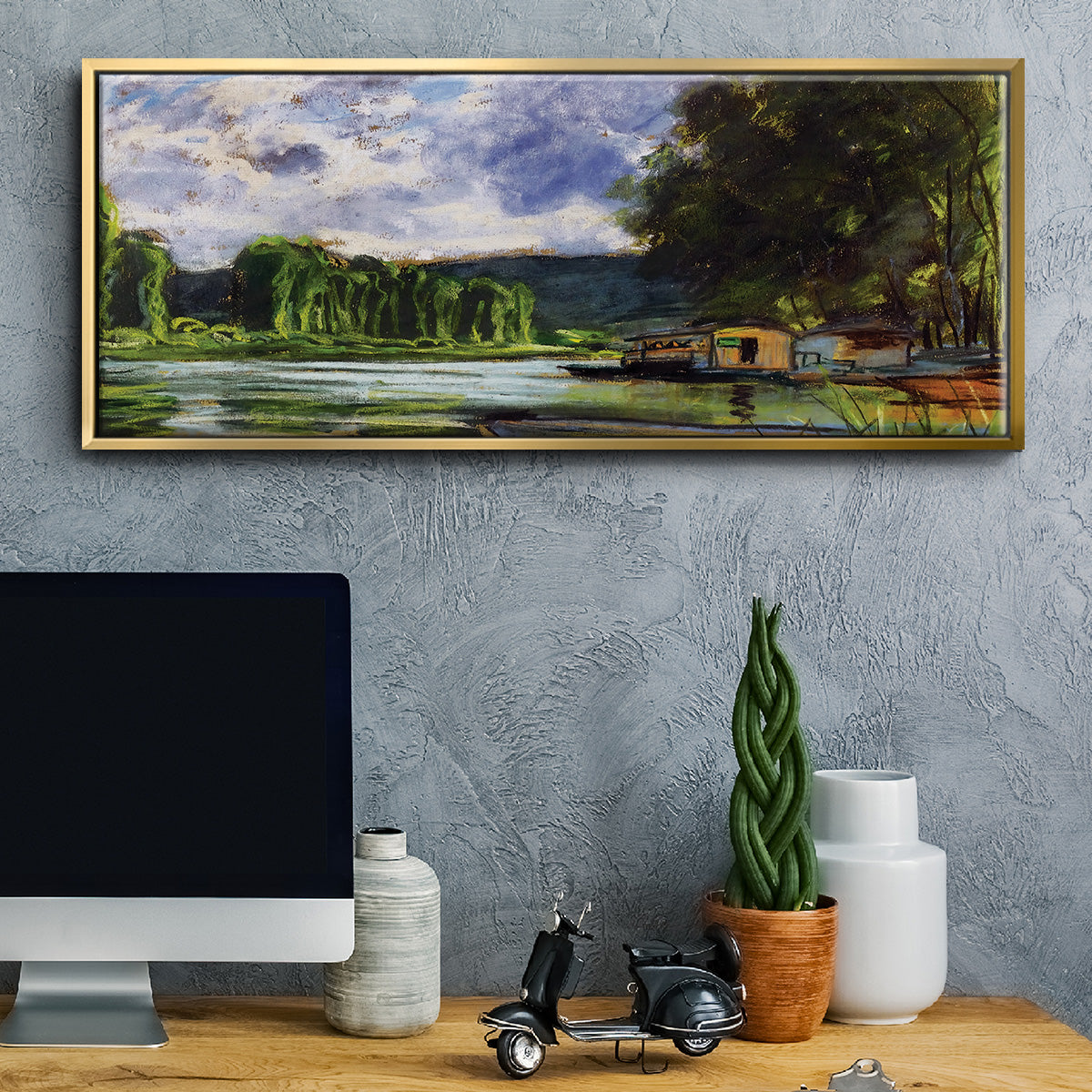 The Banks of the Seine near Jeufosse (Eure), 1880 - Floater Framed Canvas Print