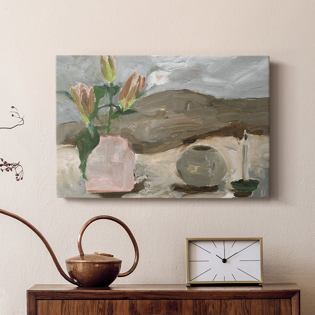 Vase of Pink Flowers V - Canvas Art Print