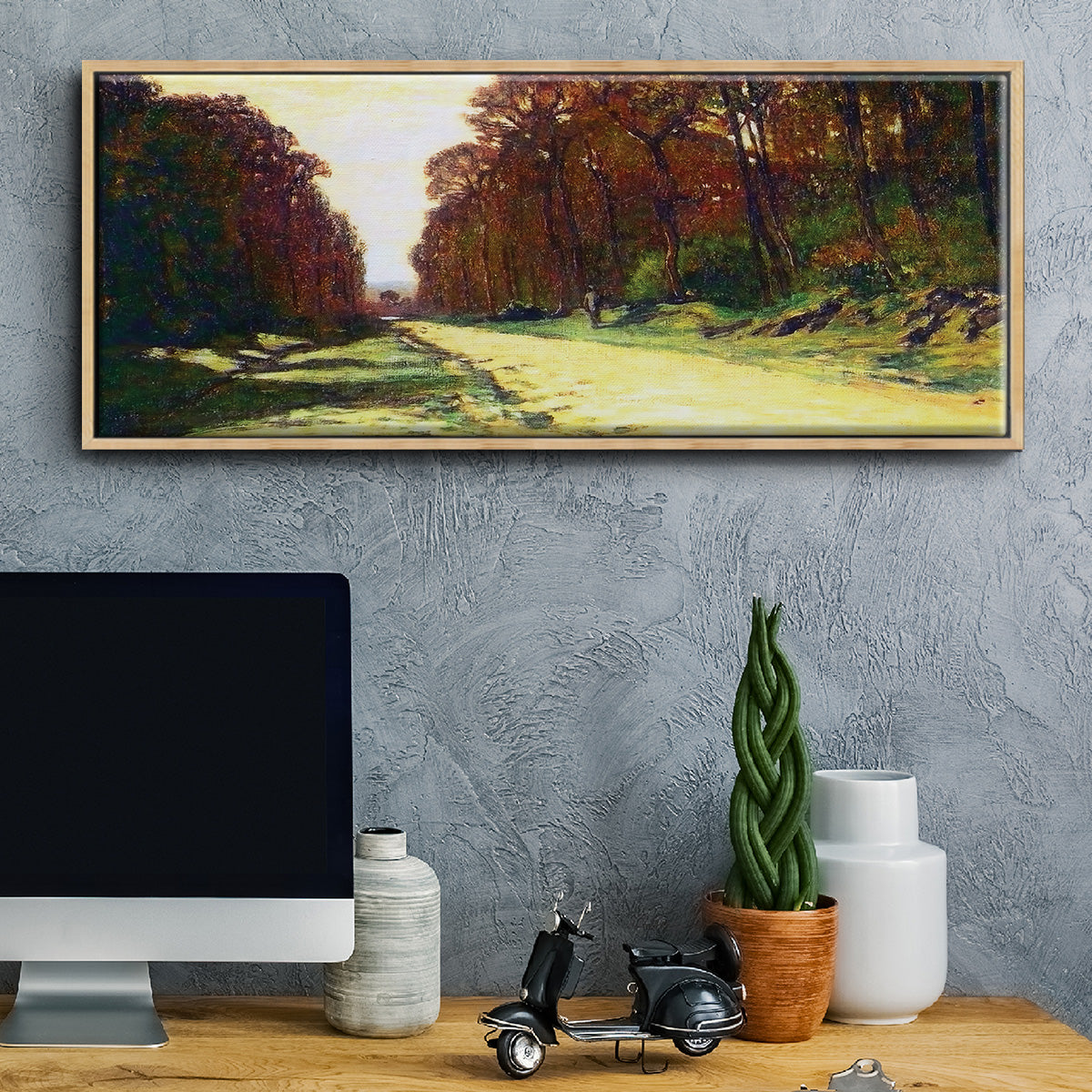 Road in a Forest Fontainebleau, 1864 - Floater Framed Canvas Print