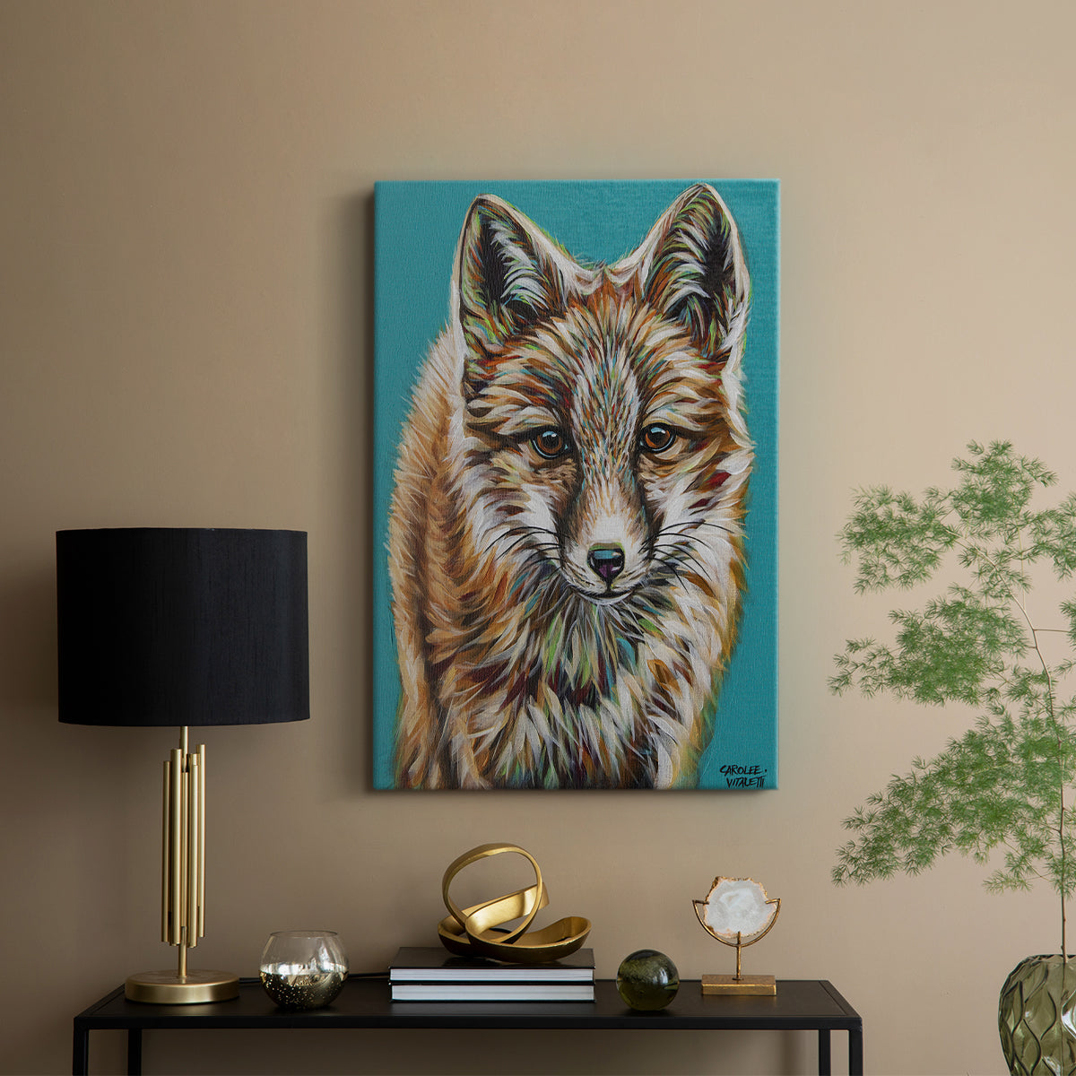 Teal Fox - Canvas Art Print