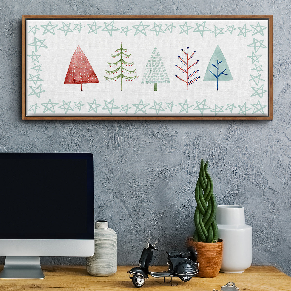 Christmas Tree Whimsy Collection C - Floater Framed Canvas Print