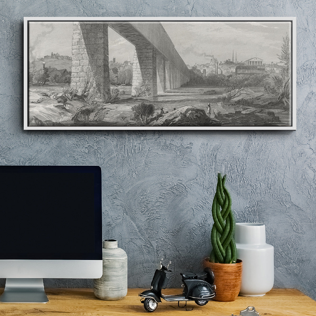 Richmond from the James - Floater Framed Canvas Print