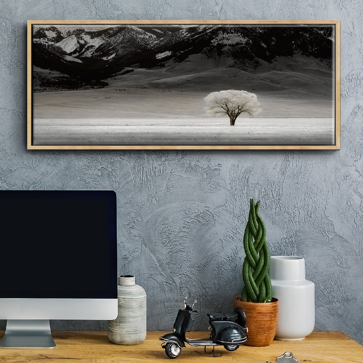Solitary Tree - Floater Framed Canvas Print