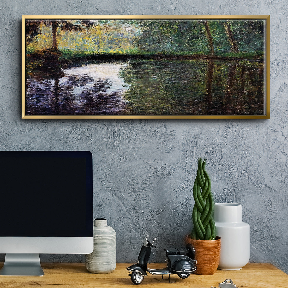 The Pond at Montgeron 2, 1876 - Floater Framed Canvas Print