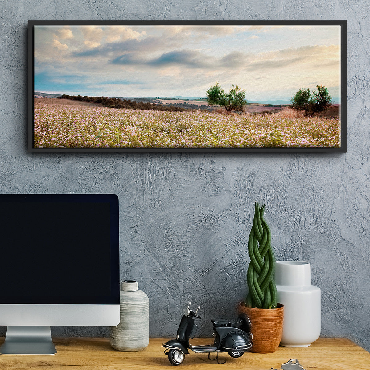Tuscan Wildflowers - Floater Framed Canvas Print