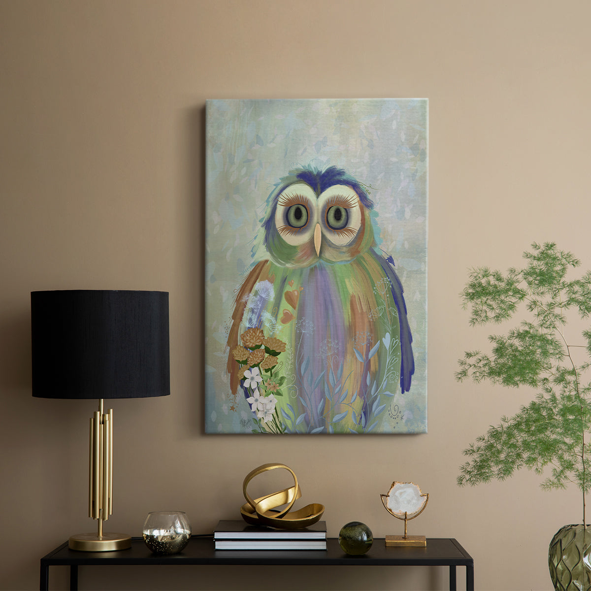 Fantastic Florals Owl - Canvas Art Print