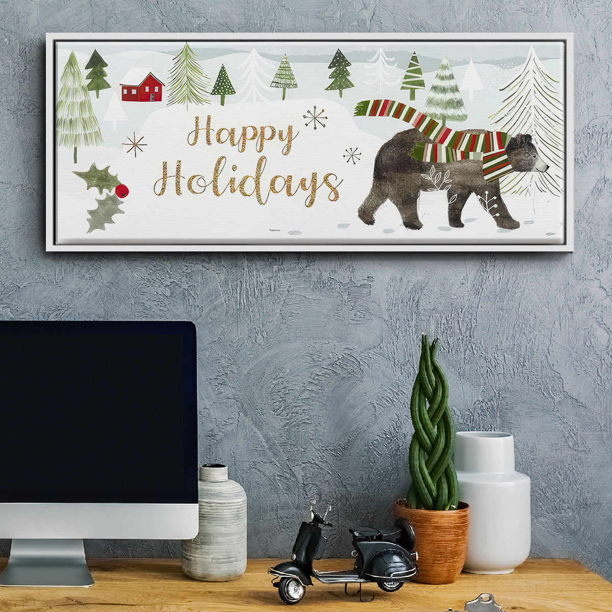 Woodland Christmas Collection D - Floater Framed Canvas Print