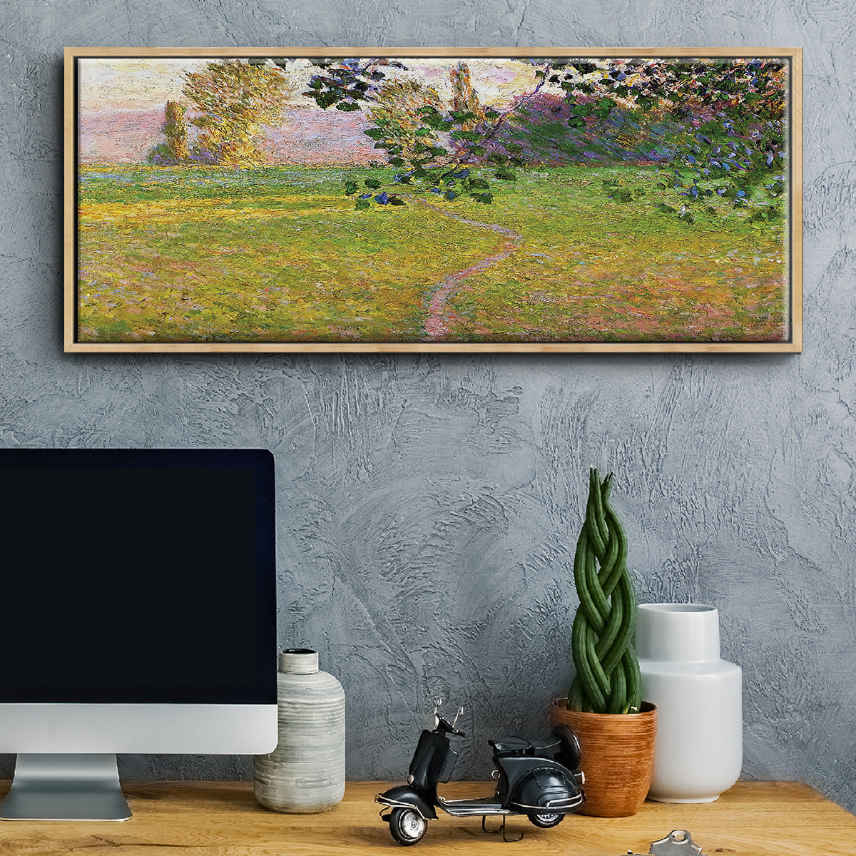 Morning Landscape, Giverny, 1888 - Floater Framed Canvas Print