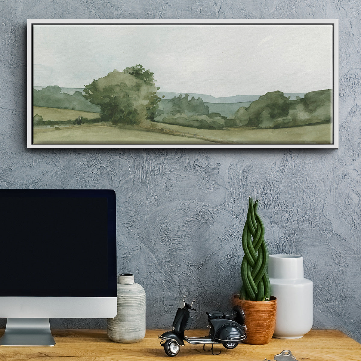 Vintage Landscape Sketch I - Floater Framed Canvas Print