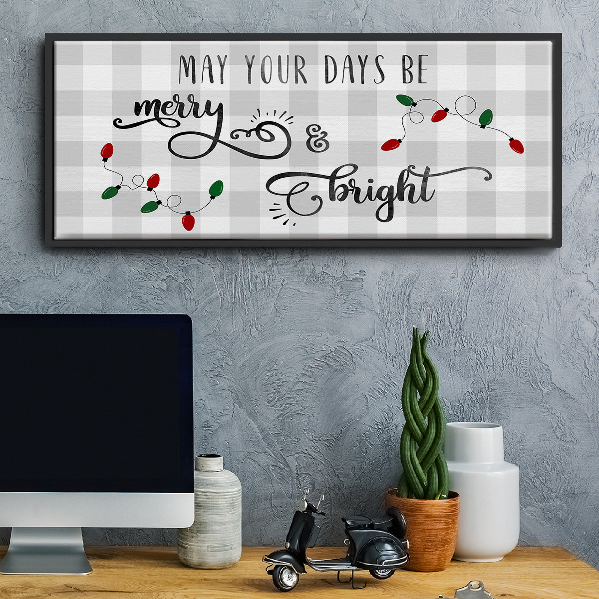 Buffalo Check Merry - Floater Framed Canvas Print