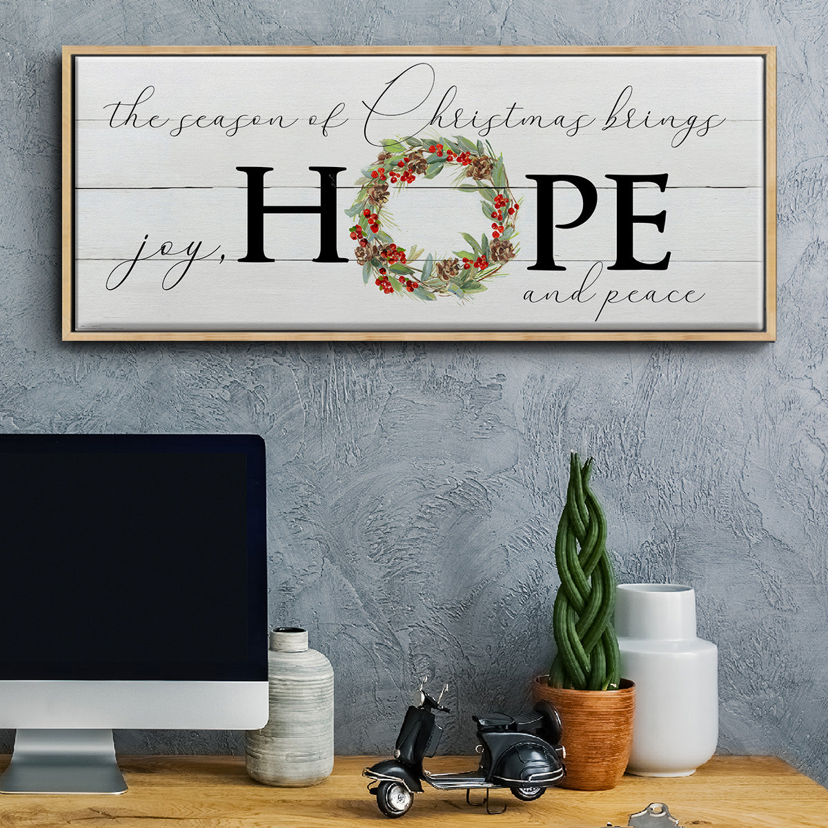 Joy Hope and Peace - Floater Framed Canvas Print