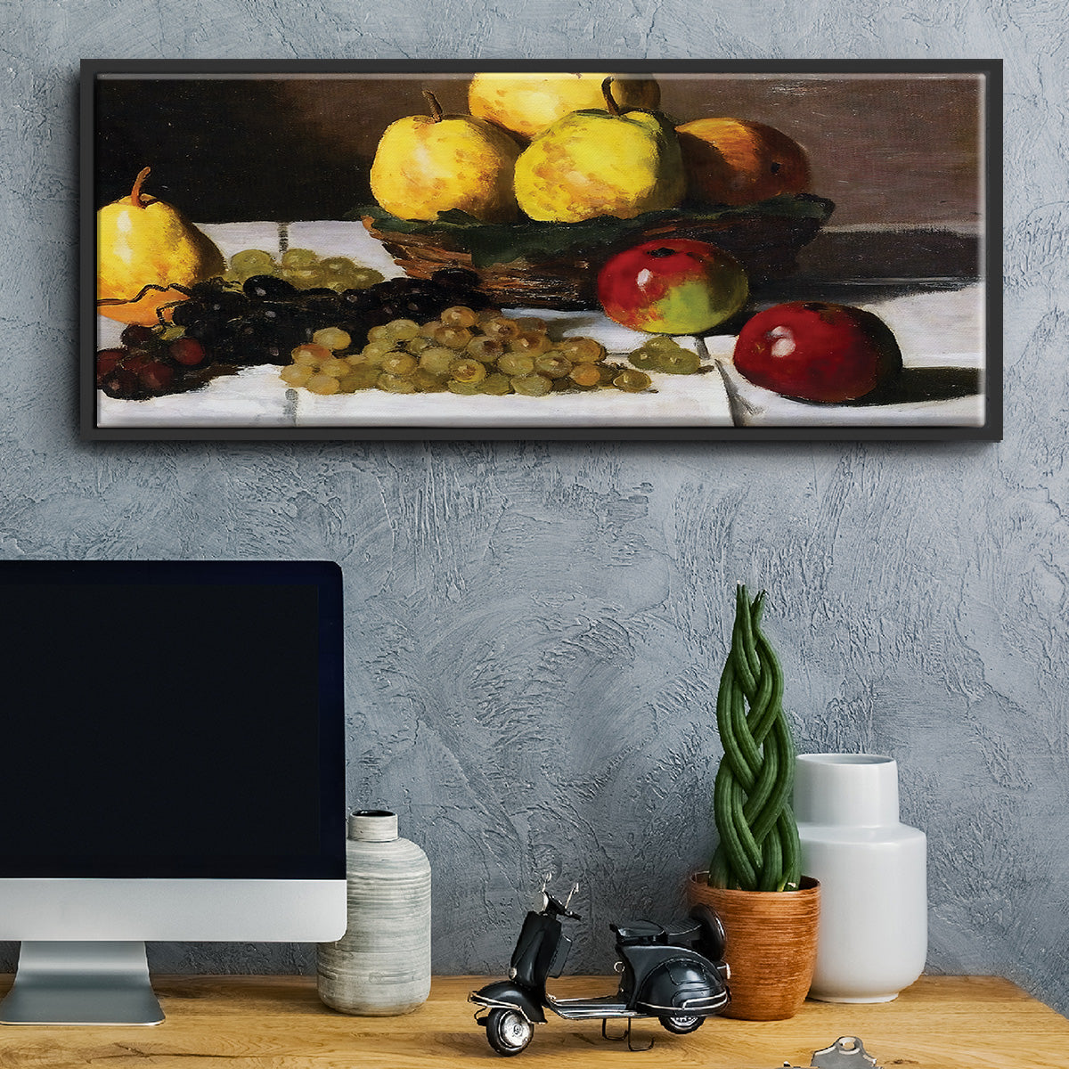 Still Life with Pears and Grapes, 1867 - Floater Framed Canvas Print