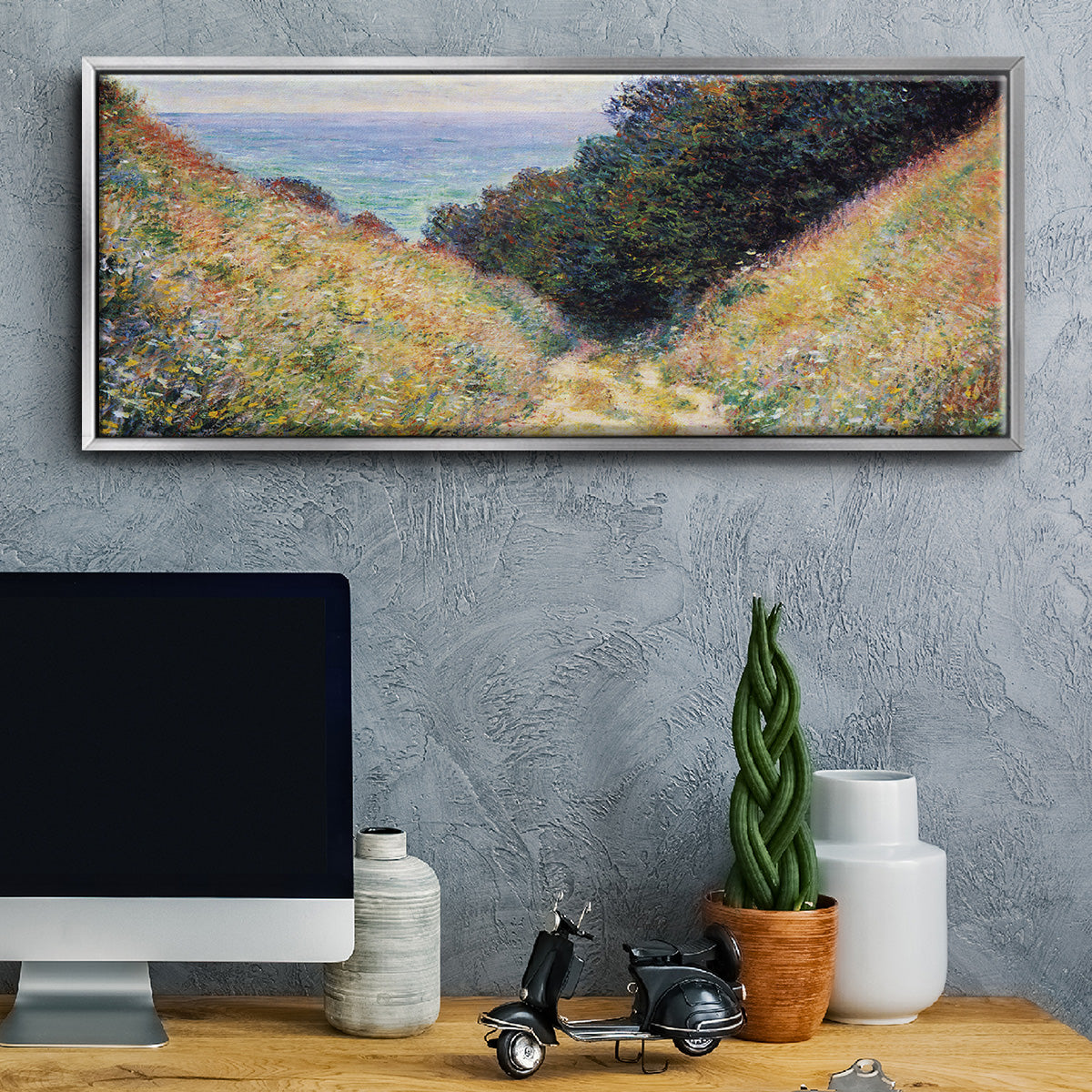 The Path at La Cavée, Pourville - Floater Framed Canvas Print