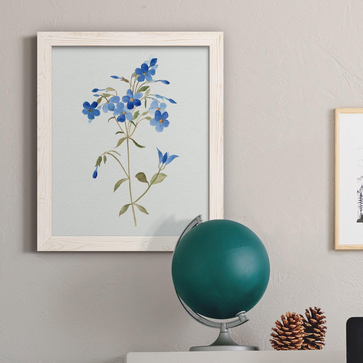 Blue Blossom Botanical II - Premium Canvas Framed in Barnwood - Ready to Hang